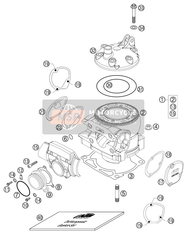 KTM 250 SX Europe 2002 Cylinder, Cylinder Head for a 2002 KTM 250 SX Europe