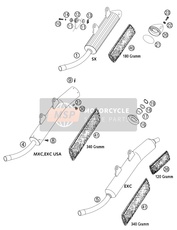 KTM 250 SX Europe 2002 Hoofddemper voor een 2002 KTM 250 SX Europe