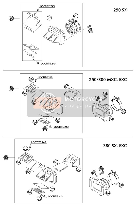 KTM 250 SX Europe 2002 MEMBRANVENTILGEHÄUSE für ein 2002 KTM 250 SX Europe