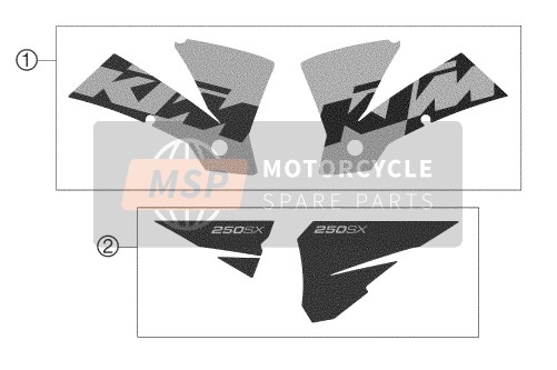 KTM 250 SX Europe 2003 Decal for a 2003 KTM 250 SX Europe