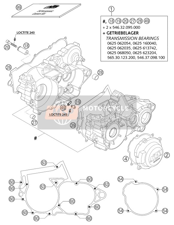 KTM 250 SX Europe 2003 Engine Case for a 2003 KTM 250 SX Europe