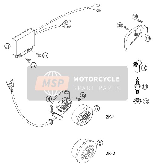 KTM 250 SX Europe 2003 Sistema de encendido para un 2003 KTM 250 SX Europe