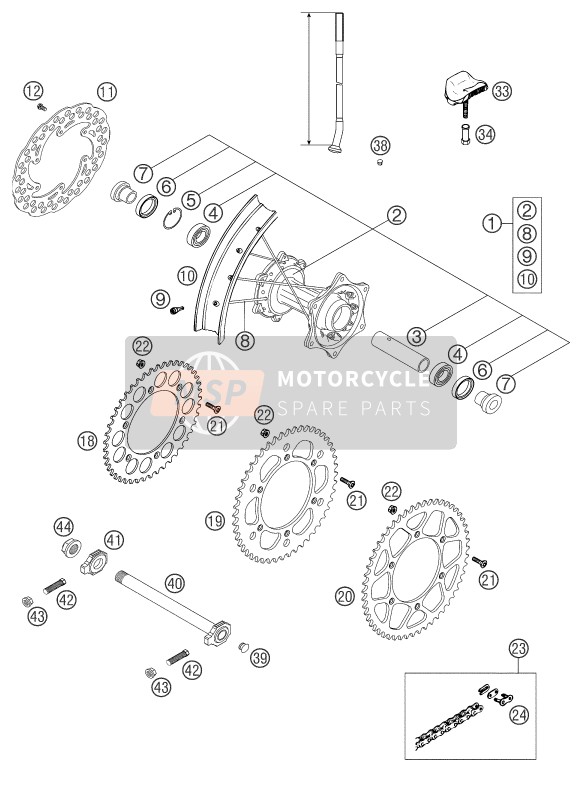 KTM 250 SX Europe 2003 Roue arrière pour un 2003 KTM 250 SX Europe