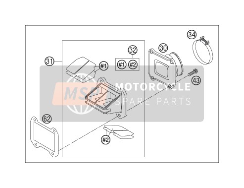 KTM 250 SX Europe 2007 Caja de válvula de láminas para un 2007 KTM 250 SX Europe