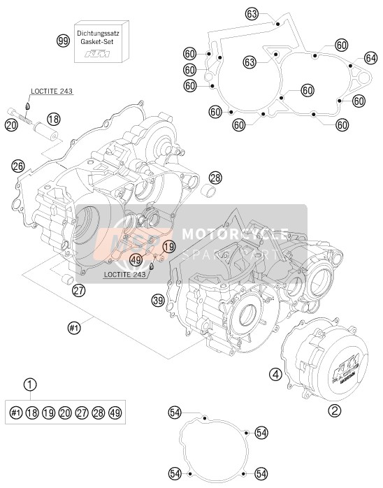 KTM 250 SX Europe 2008 Engine Case for a 2008 KTM 250 SX Europe