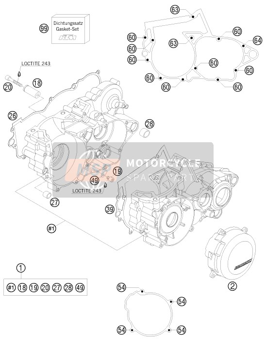 KTM 250 SX Europe 2009 Engine Case for a 2009 KTM 250 SX Europe