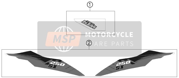 KTM 250 SX Europe 2012 Sticker voor een 2012 KTM 250 SX Europe