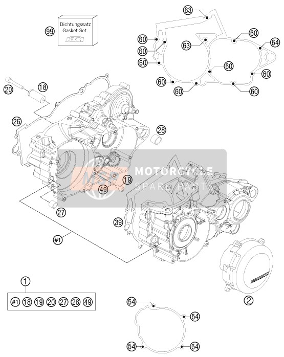 KTM 250 SX Europe 2012 Engine Case for a 2012 KTM 250 SX Europe