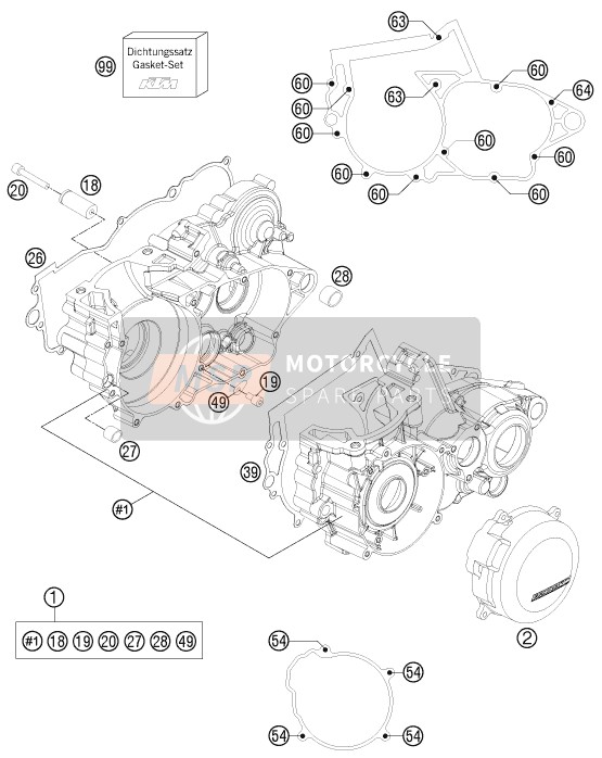 KTM 250 SX Europe 2012 Boîtier moteur pour un 2012 KTM 250 SX Europe