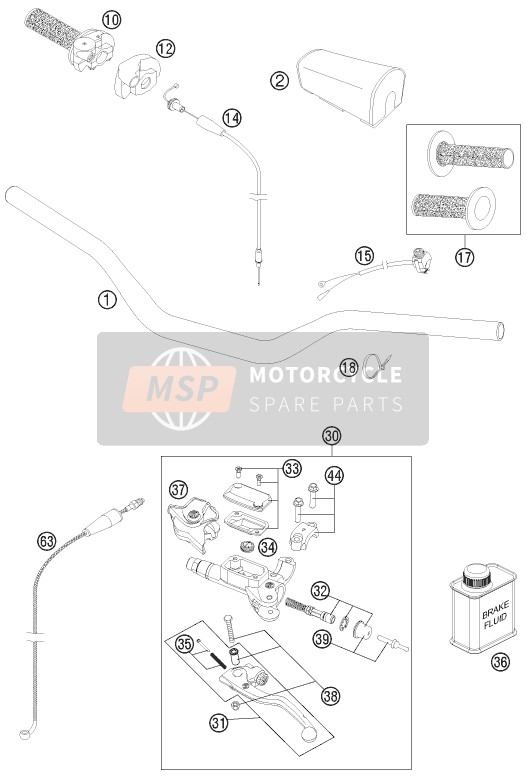 KTM 250 SX Europe 2012 Handlebar, Controls for a 2012 KTM 250 SX Europe