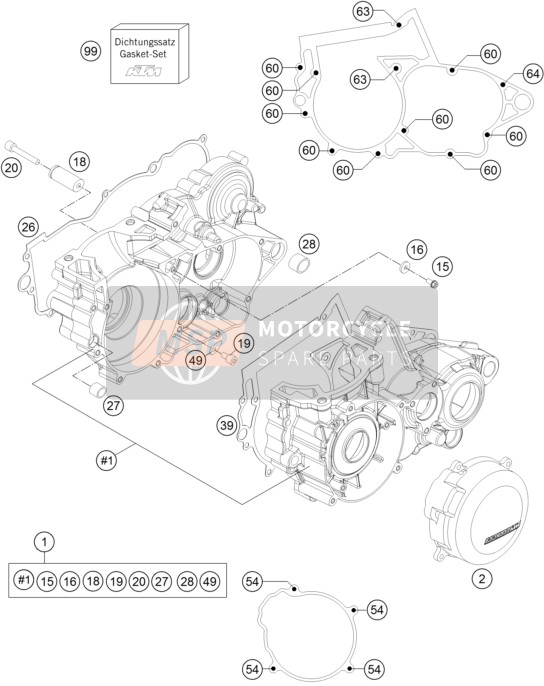 KTM 250 SX USA 2013 Caja del motor para un 2013 KTM 250 SX USA