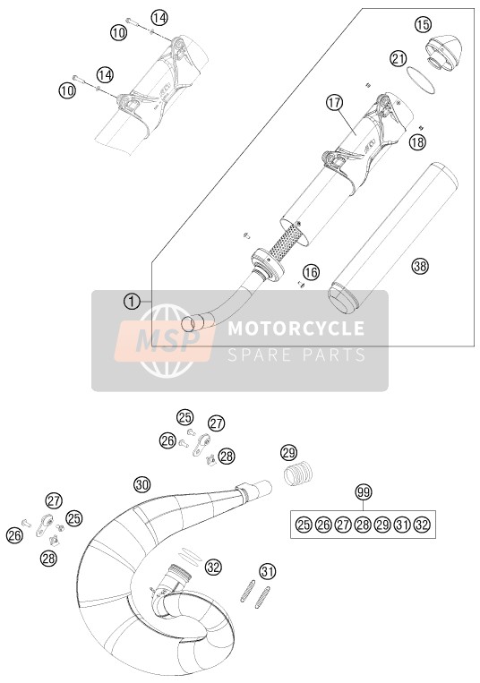 KTM 250 SX USA 2013 Impianto di scarico per un 2013 KTM 250 SX USA
