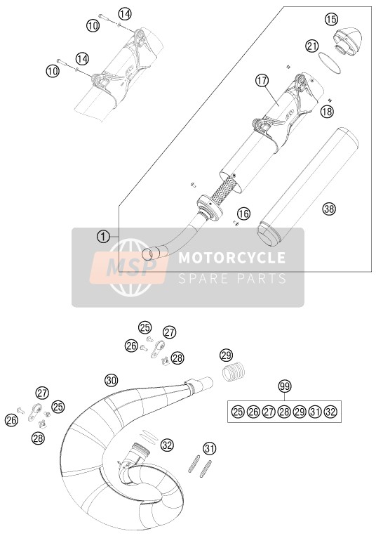 KTM 250 SX Europe 2013 Exhaust System for a 2013 KTM 250 SX Europe