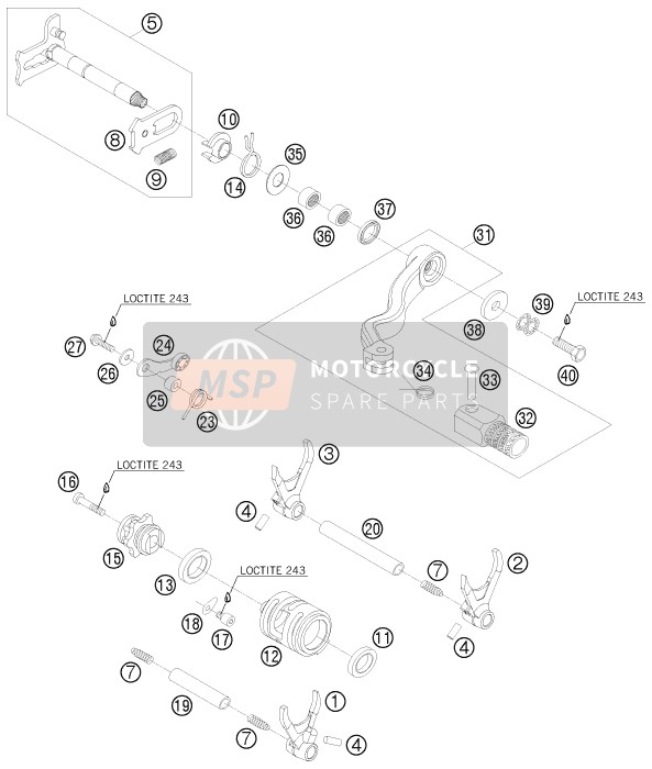 KTM 250 SX USA 2013 Mécanisme de changement de vitesse pour un 2013 KTM 250 SX USA