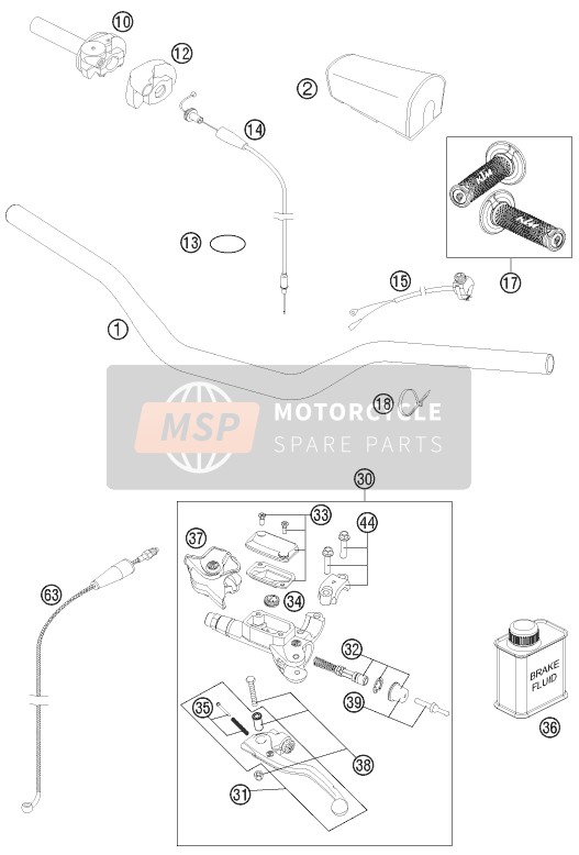 KTM 250 SX USA 2014 Handlebar, Controls for a 2014 KTM 250 SX USA