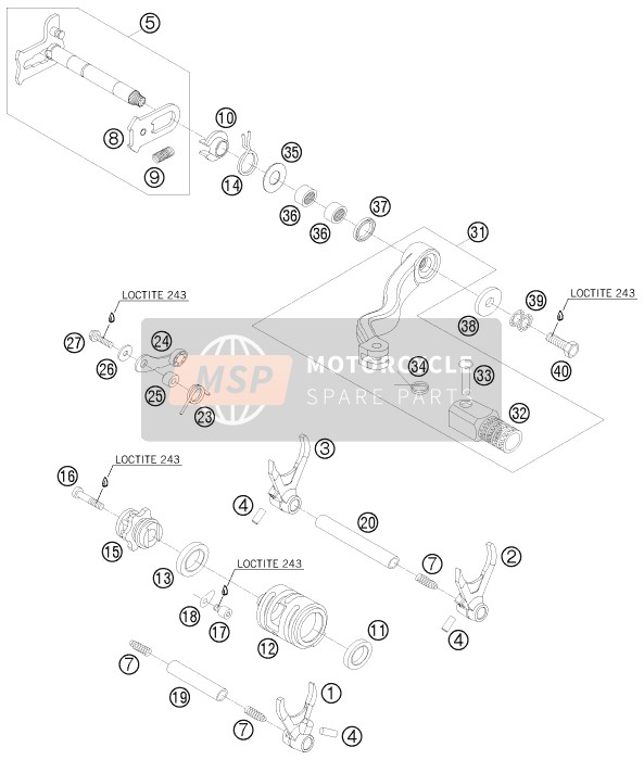 KTM 250 SX Europe 2014 Meccanismo di cambio per un 2014 KTM 250 SX Europe