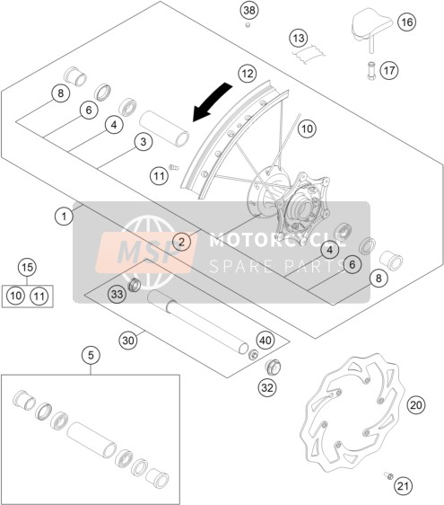 KTM 250 SX USA 2015 Voorwiel voor een 2015 KTM 250 SX USA