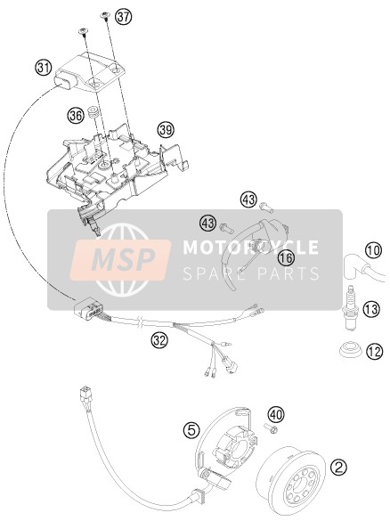 KTM 250 SX Europe 2015 Sistema de encendido para un 2015 KTM 250 SX Europe