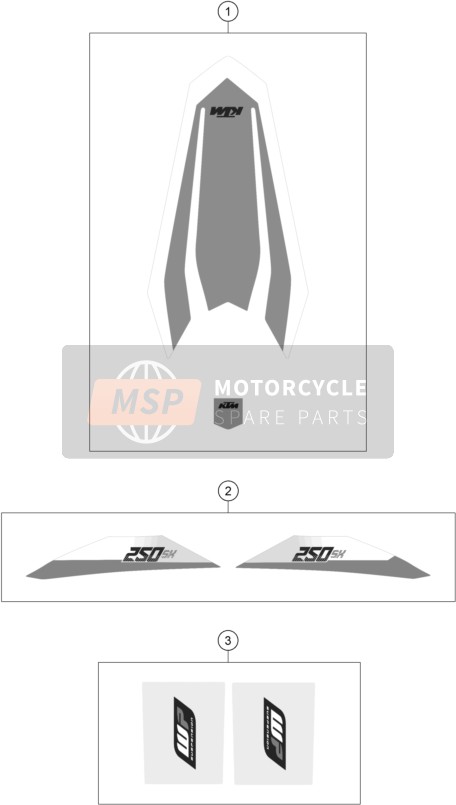 KTM 250 SX Europe 2016 Decal for a 2016 KTM 250 SX Europe