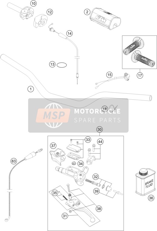 KTM 250 SX USA 2016 Handlebar, Controls for a 2016 KTM 250 SX USA