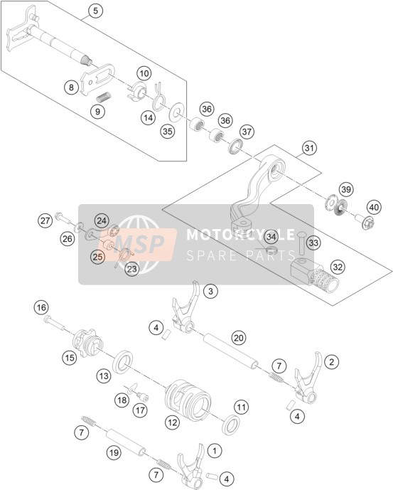 KTM 250 SX USA 2016 Meccanismo di cambio per un 2016 KTM 250 SX USA