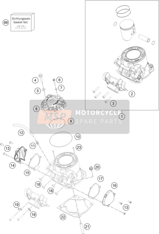 KTM 250 SX Europe 2017 Cylinder, Cylinder Head for a 2017 KTM 250 SX Europe