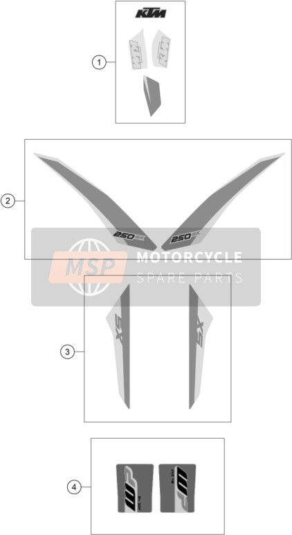 79008055003, Decal Kit Spoiler 250 Sx ´17, KTM, 0
