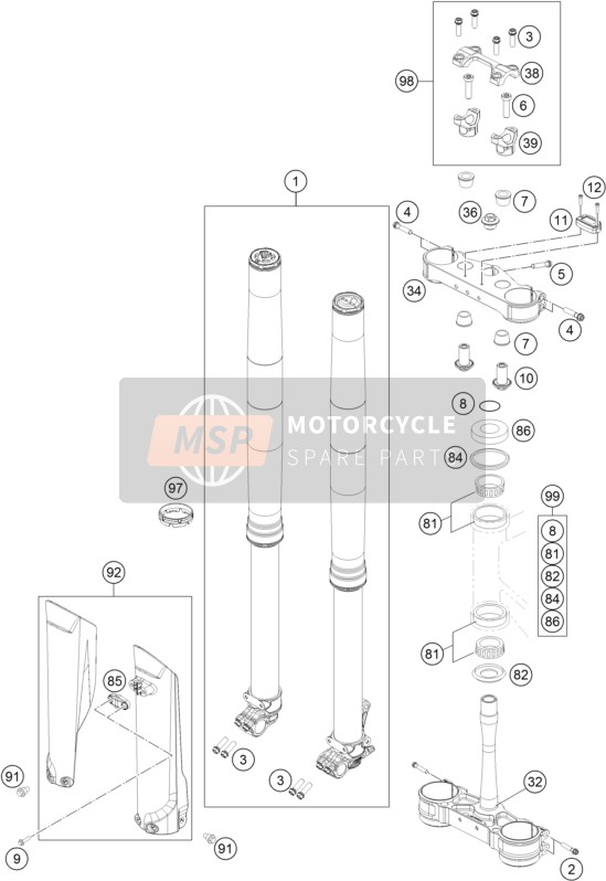 KTM 250 SX USA 2017 Front Fork, Triple Clamp for a 2017 KTM 250 SX USA