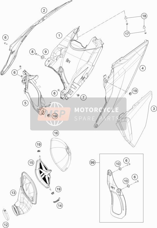 KTM 250 SX Europe 2019 Filtre à air pour un 2019 KTM 250 SX Europe