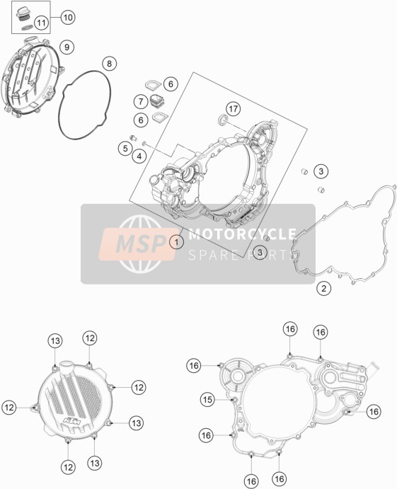 KTM 250 SX Europe 2019 Clutch Cover for a 2019 KTM 250 SX Europe