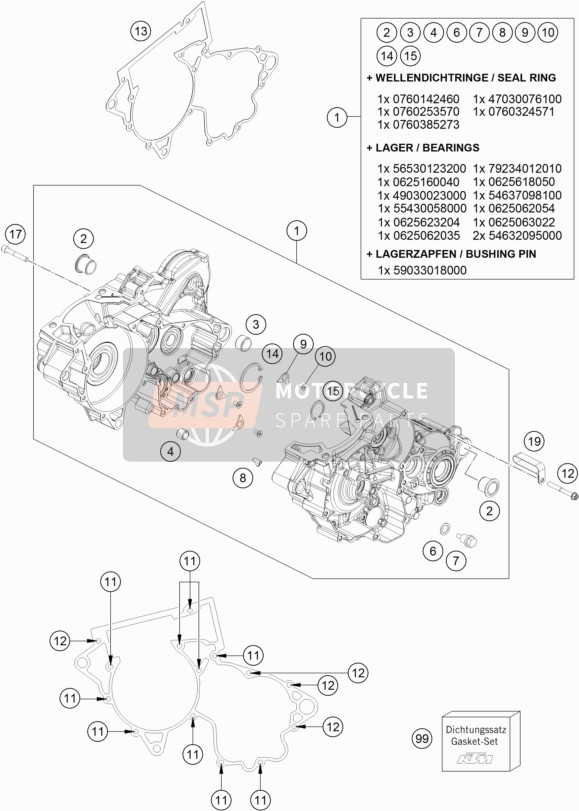 KTM 250 SX Europe 2019 Boîtier moteur pour un 2019 KTM 250 SX Europe