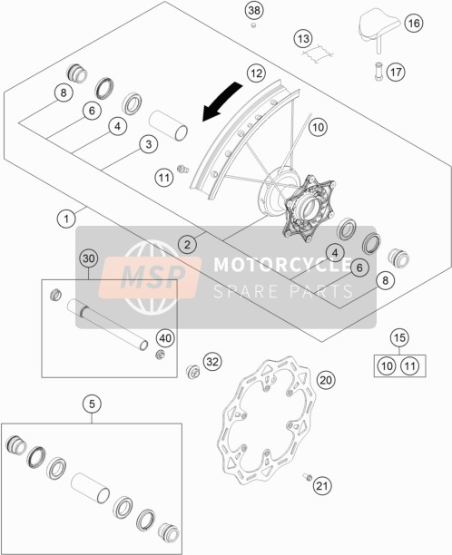 KTM 250 SX Europe 2019 Vorderrad für ein 2019 KTM 250 SX Europe