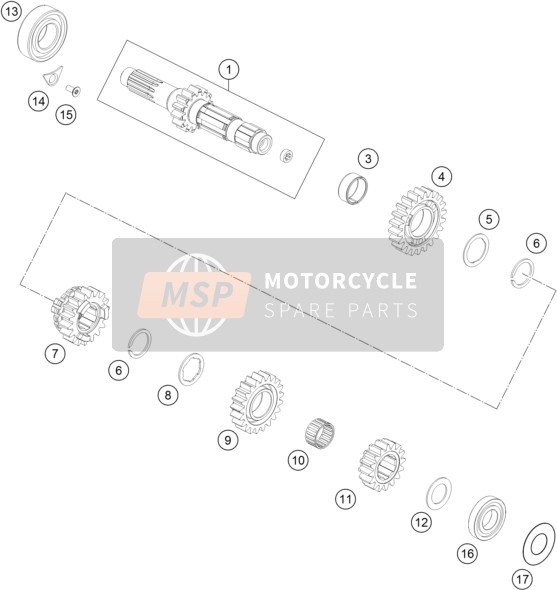KTM 250 SX USA 2019 Transmissie I - Hoofdas voor een 2019 KTM 250 SX USA
