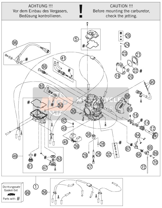 KTM 250 SXS-F Europe 2006 Carburettor for a 2006 KTM 250 SXS-F Europe