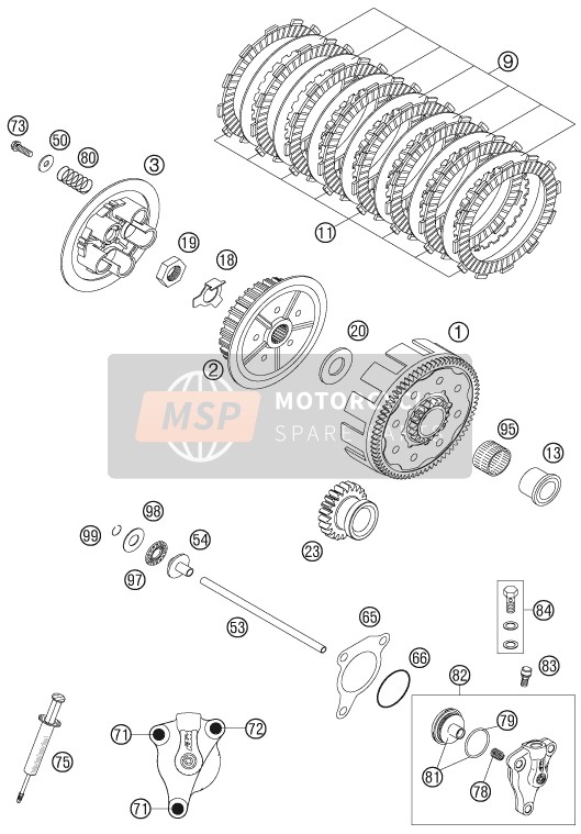 KTM 250 SXS-F Europe 2006 Embrague para un 2006 KTM 250 SXS-F Europe