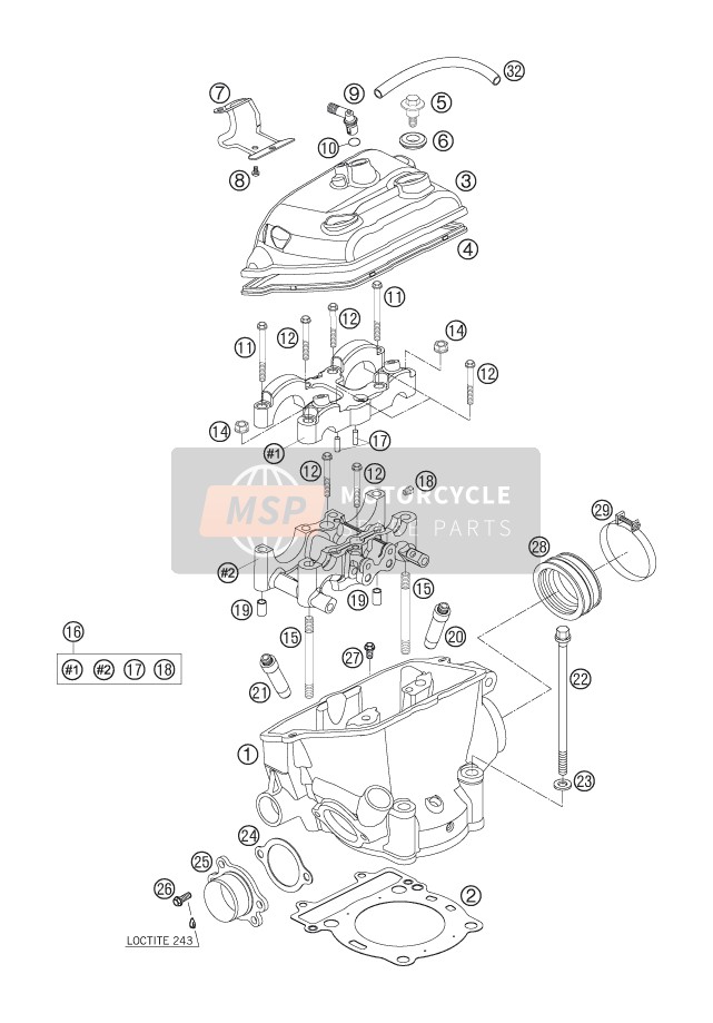 KTM 250 SXS-F Europe 2006 Cylinder Head for a 2006 KTM 250 SXS-F Europe