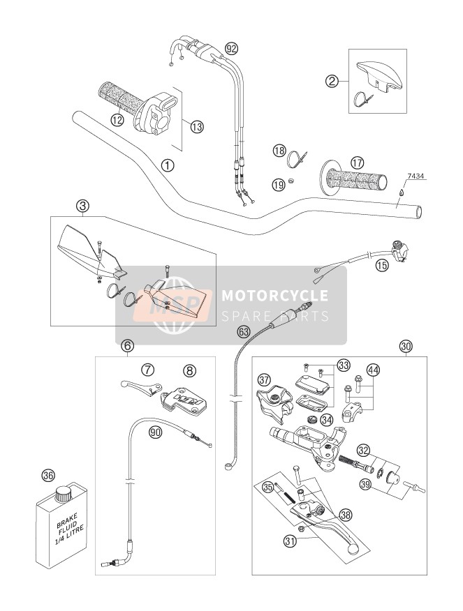 KTM 250 SXS-F Europe 2006 Lenker - Steuerungen für ein 2006 KTM 250 SXS-F Europe