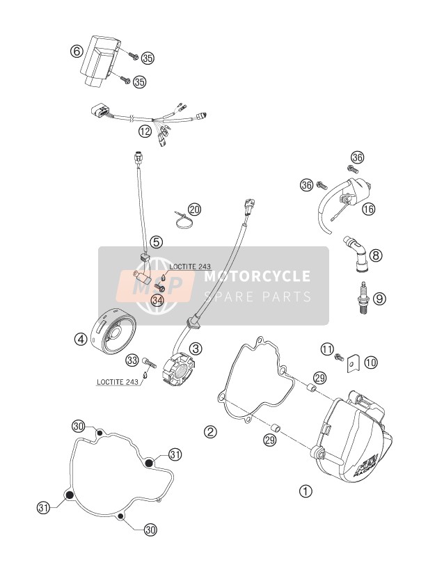 KTM 250 SXS-F Europe 2006 ZÜNDANLAGE für ein 2006 KTM 250 SXS-F Europe