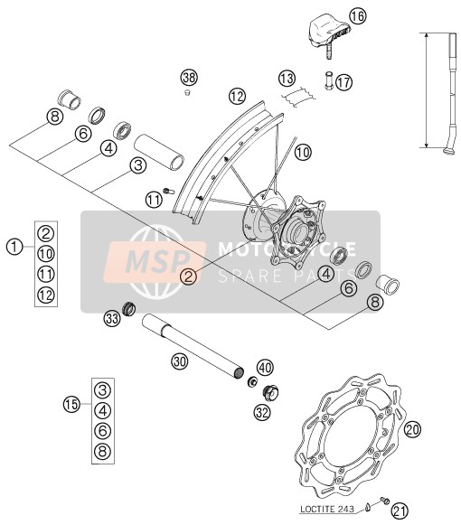 KTM 250 SXS-F Europe 2007 Voorwiel voor een 2007 KTM 250 SXS-F Europe