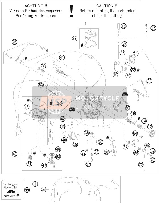 KTM 250 SXS-F Europe 2008 Carburettor for a 2008 KTM 250 SXS-F Europe