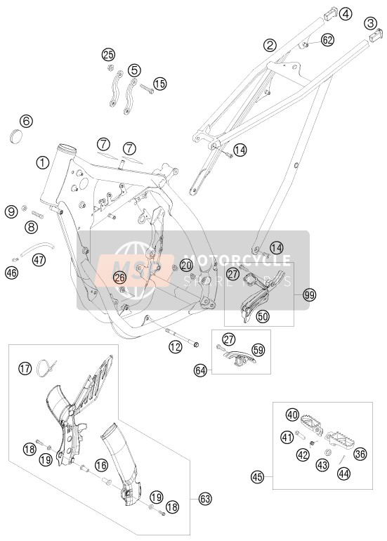 KTM 250 SXS-F Europe 2008 Frame for a 2008 KTM 250 SXS-F Europe