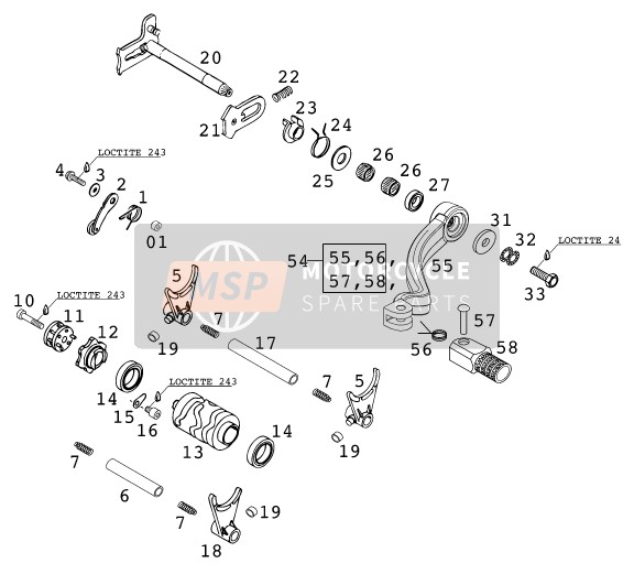 KTM 250 SXS Europe 2001 SCHALTMECHANISMUS für ein 2001 KTM 250 SXS Europe