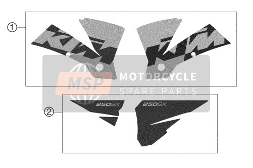 KTM 250 SXS Europe 2003 Sticker voor een 2003 KTM 250 SXS Europe