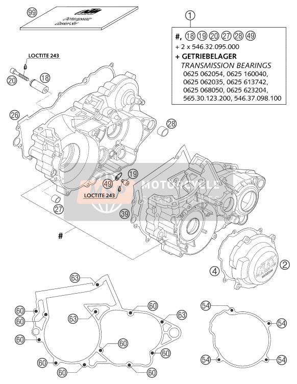 KTM 250 SXS Europe 2003 Engine Case for a 2003 KTM 250 SXS Europe