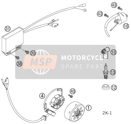 KTM 250 SXS Europe 2005 Sistema di accensione per un 2005 KTM 250 SXS Europe