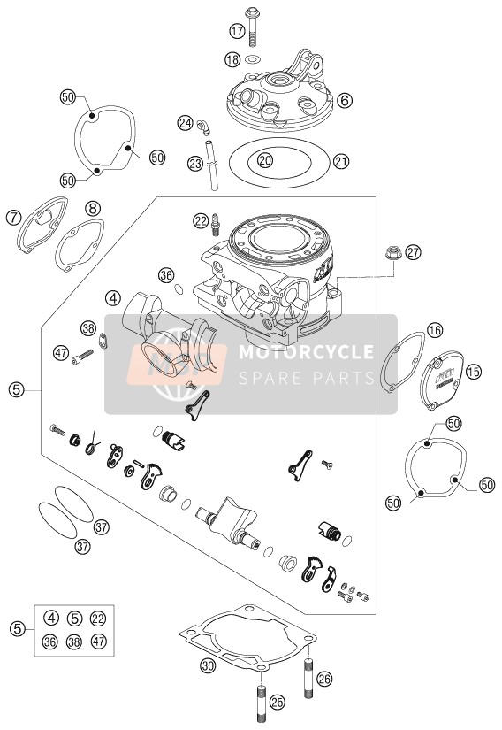 KTM 250 SXS Europe 2006 Cylinder, Cylinder Head for a 2006 KTM 250 SXS Europe