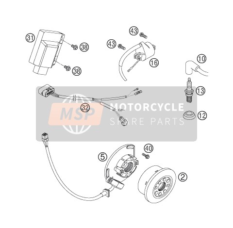 KTM 250 SXS Europe 2006 Ontbrandingssysteem voor een 2006 KTM 250 SXS Europe