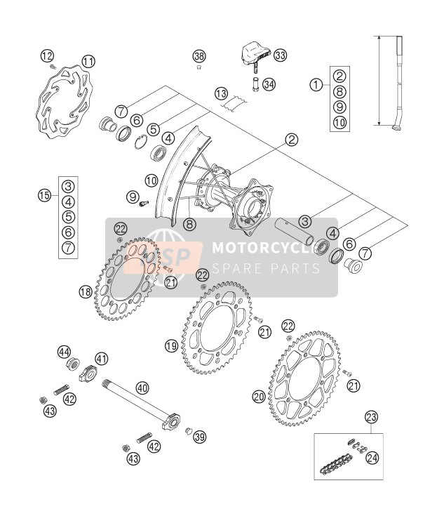 KTM 250 XC-F USA 2007 Rueda trasera para un 2007 KTM 250 XC-F USA