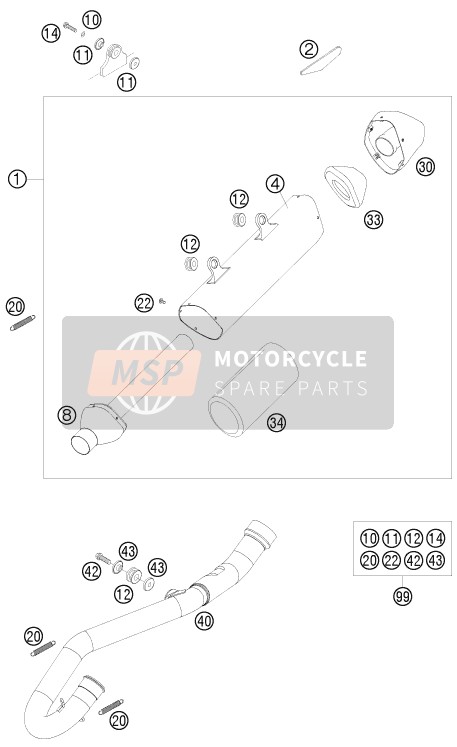 KTM 250 XC-F USA 2009 Exhaust System for a 2009 KTM 250 XC-F USA