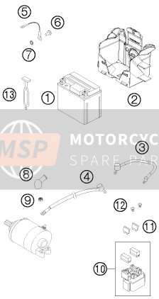 KTM 250 XC-F USA 2011 Battery for a 2011 KTM 250 XC-F USA